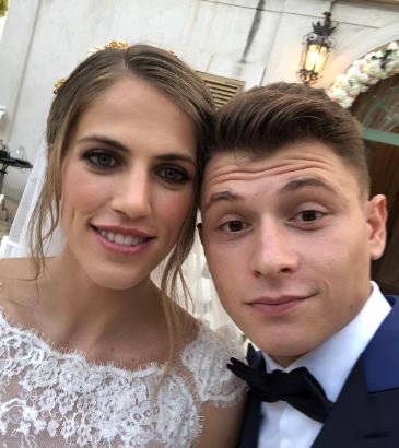 Federica Schievenin and Nicolo Barella on their wedding day